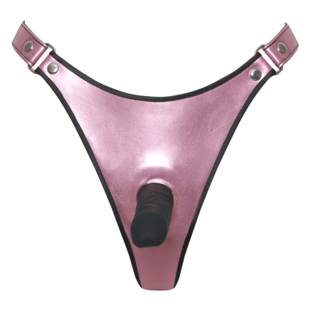 Bad Kitty Strap-On Thong S/M Metallic Rose with Silicone Intimate Machine