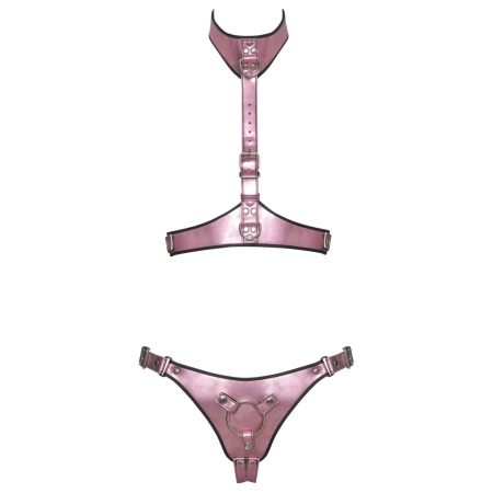 Bad Kitty Harness Set L/XL Metallic Rose - Adjustable Chest & Jock System