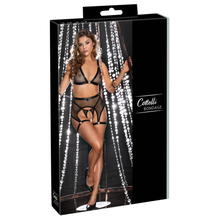Cottelli Bondage Set M - Matte Net Lingerie with Adjustable Accessories