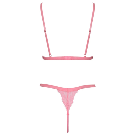 Cottelli Fantasy Neon Pink Lace Lingerie Set Bra & Thong S/M