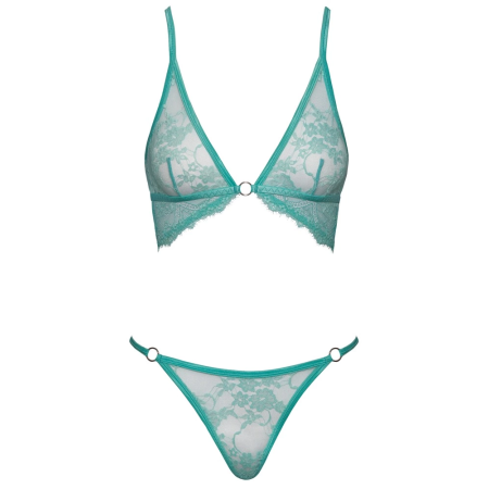 Cottelli Fantasy Lace Bra & Panties Set Mint S/M Adjustable Straps