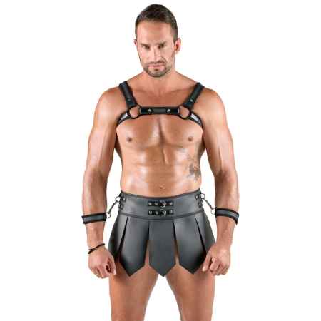 Svenjoyment Bondage Gladiator Set XL - Black Skirt & Chest Harness Kit