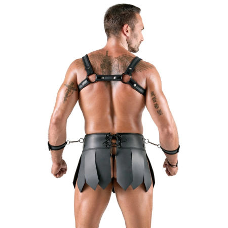 Svenjoyment Bondage Gladiator Set XL - Black Skirt & Chest Harness Kit