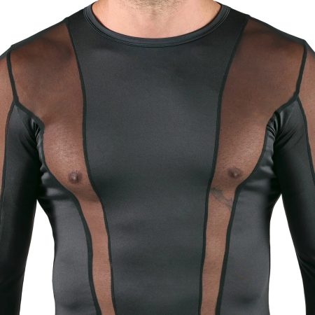 Svenjoyment Men's Black Long Sleeve Shirt with Net Inserts 2XL