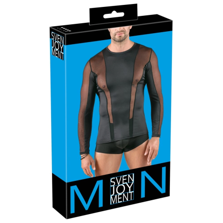 Svenjoyment Men's Shirt Long Sleeve Black Net Inserts Size L