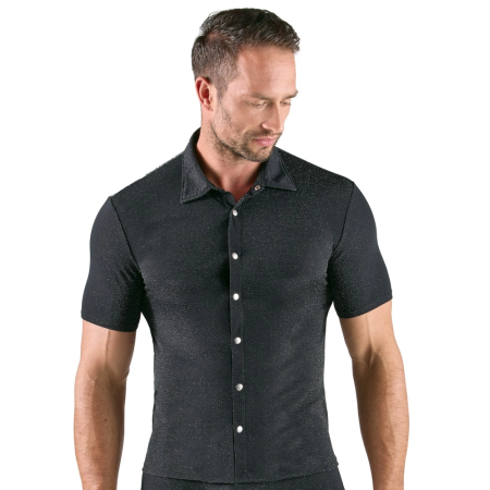 Svenjoyment Silver Lurex-Look Men's Shirt S - Shimmering, Stretchy Fit