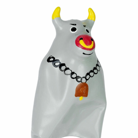 CONDOMERIE Hand-Painted Decorative Latex XL Grey Bull - Artistic Design