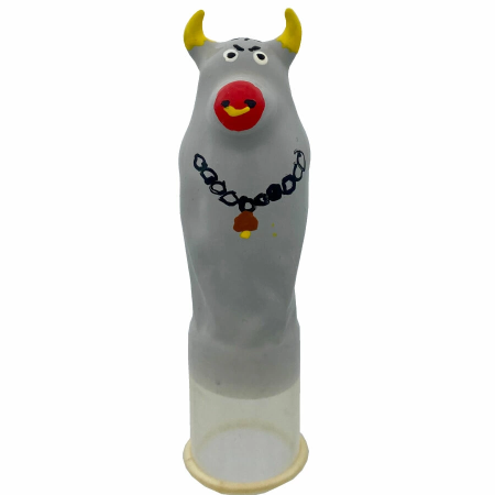 CONDOMERIE Hand-Painted Decorative Latex XL Grey Bull - Artistic Design