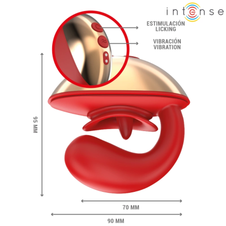 INTENSE Mariah U-Shape Vibrator & Dual Stimulator 10 Modes Red Silicone