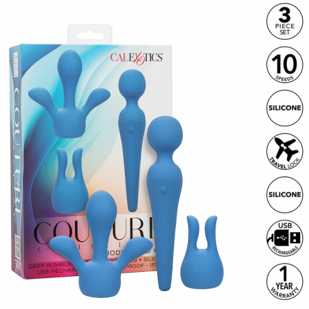 CalExotics Couture Collection Wand Kit Blue - 10-Speed Silicone Massager