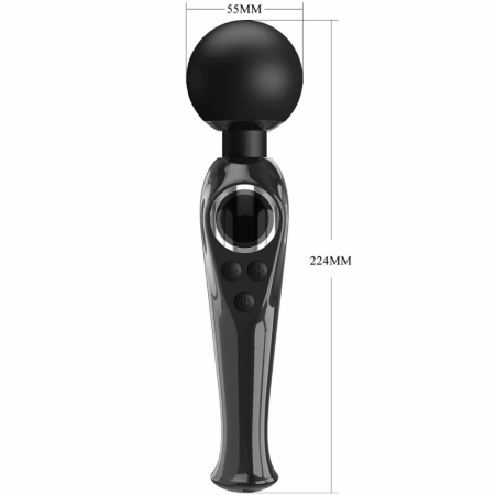 Pretty Love Skyler Wand Massager Black - 10 Modes, Flexible Silicone Head