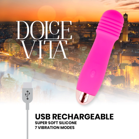 Dolce Vita Three Pink Rechargeable Intimate Device 7 Modes 12.2cm