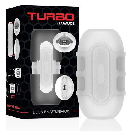 Jamyjob Turbo Dual-Entry Intimate Machine - Textured Sleeve, TPE/ABS
