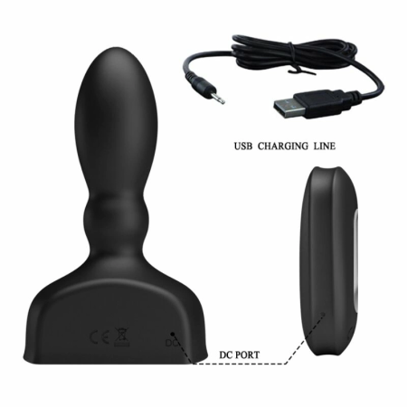 MR PLAY Black Inflatable Plug with Wireless Remote, 12 Modes, 121mm