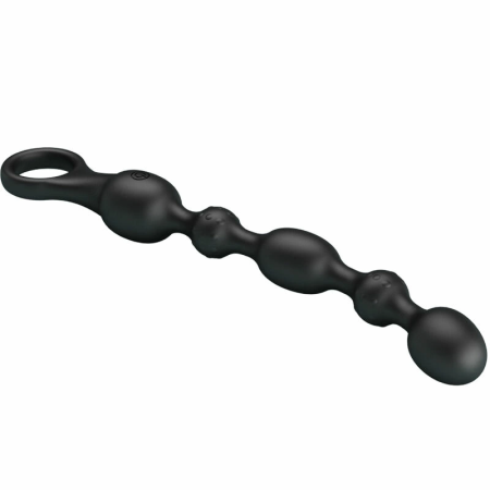 Pretty Love Van Silicone Rechargeable Anal Beads, 10 Modes, Black