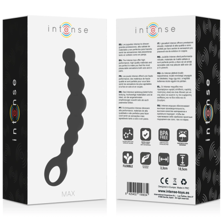 Intense Anal Beads Max Black - Flexible Silicone Bead System 18.5cm
