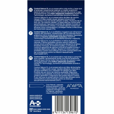 CONTROL Adapta Nature XL 12-Pack Large Size Natural Latex Condoms