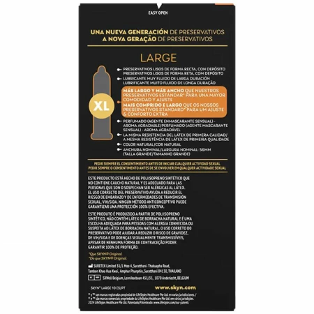 SKYN Large XL Condoms 10-Pack - Latex-Free, Extra Comfort, 56mm