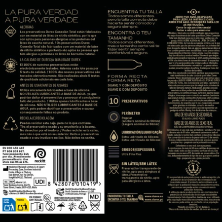 Durex Total Connection Ultra Fine Plus Latex-Free Nitrile Condoms 10pcs