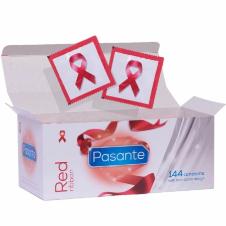 Pasante Red Ribbon 144-Pack - Natural Fit, Vegan, CE Certified Condoms