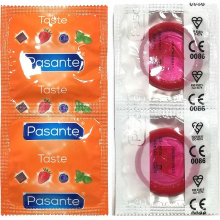 Pasante Strawberry Flavour Red Latex Condoms 144-Pack, 53mm, Smooth Surface