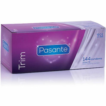 Pasante Trim Closer Fit Condoms 49mm 144-Pack Transparent Latex