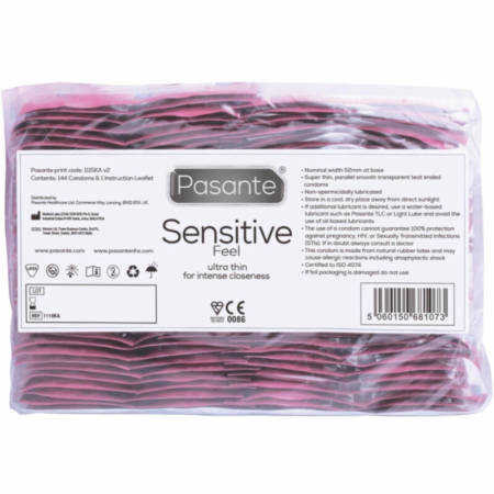 Pasante Sensitive Feel Ultra-Thin Latex Protection 144-Pack Transparent