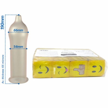 Pasante Smiley 54mm Latex Condoms 144-Pack - Fun Multi-Designs