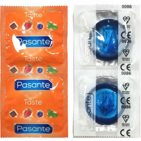 Pasante Blueberry Flavour Condoms 144 pcs - Coloured & Lubricated, 53 mm