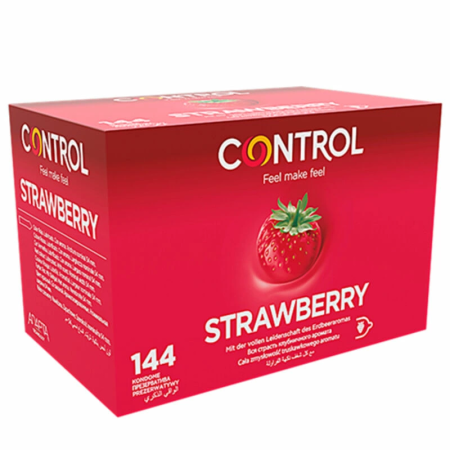 Control Adapta Strawberry Scented Latex Protection 144 Pack, Red, 54mm