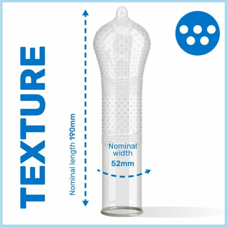 Pasante Ribs & Dots Intensity 12pcs - Textured Latex Condoms, 52mm