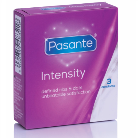 Pasante Ribs & Dots Intensity 3 pcs - Textured Latex Condoms 52mm