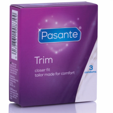 Pasante Trim Thin Latex Condoms 3-Pack Narrow Fit 49mm CE Certified