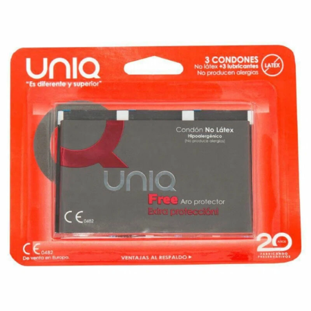 Uniq Free AT-10 Non-Latex Protective Ring Condoms 3pcs Regular Clear