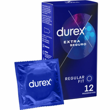 Durex Extra Seguro 12-Pack - Enhanced Protection Latex Condoms 56mm