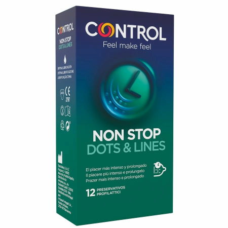 Control Nonstop Dots & Lines Latex Condoms 12 pcs Anatomical Fit 53mm