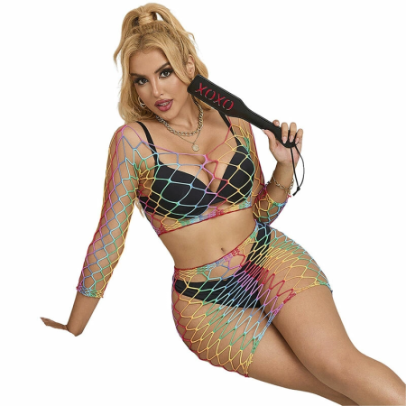 Subblime 2-Piece Mesh Set Rainbow Long Sleeve One Size Colorful