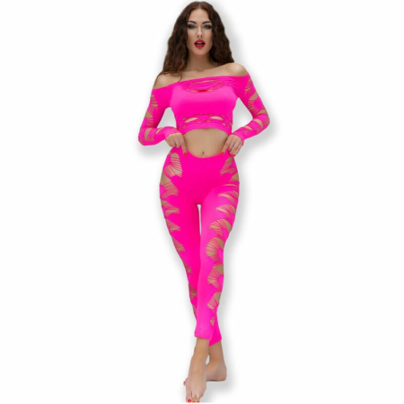Chilirose CR 4632 Seamless Top & Leggings Set Fuchsia S/L