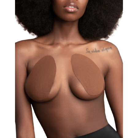 Bye Bra Breast Enhancer Pads & 3 Satin Brown Covers - Cotton, Reusable