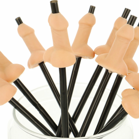 Diablo Picante Set of 10 Natural Party Straws - Food-Grade Plastic, Mixed Colors