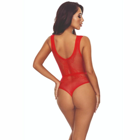 PASSION BS115 Bodystocking Grid Red - Refined Openwork Lingerie, Size Range XS-L