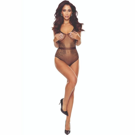 Passion BS115 Bodystocking Black Mesh Open Design, Size Options