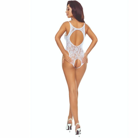 PASSION BS112 White Lace Bodystocking - Elegant Open Design