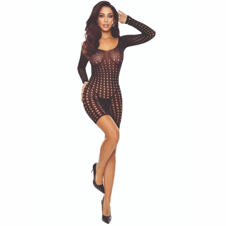PASSION BS110 Bodystocking Black - Elegant Sheer Open Design