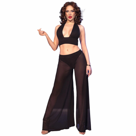 Chilirose CR 4857 Black Set - Multiway Top & Wide-Leg Pants L