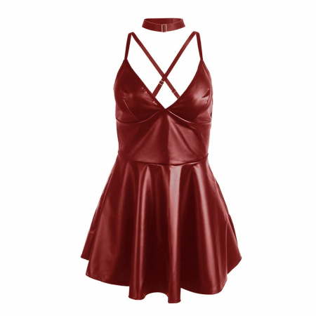 SUBBLIME Dress Burgundy PU Leather Straps L/XL - Premium Nightwear