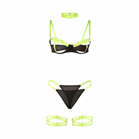 SUBBLIME Bra Set L/XL Fluorescent Green with Necklace & Leg Accents