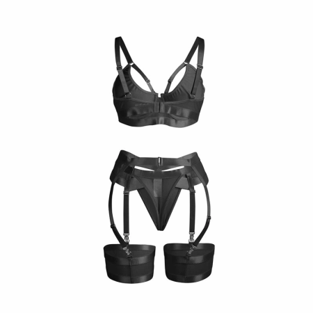 SUBBLIME 955243 Black Lingerie Set with Garter Belt L/XL