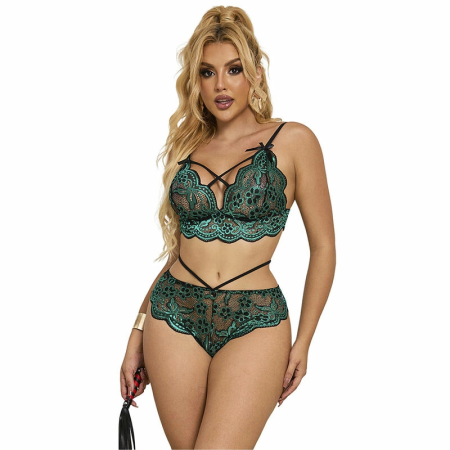 Subblime 954086 Lace Bra & Panties Set Green S/M - Elegant Lingerie