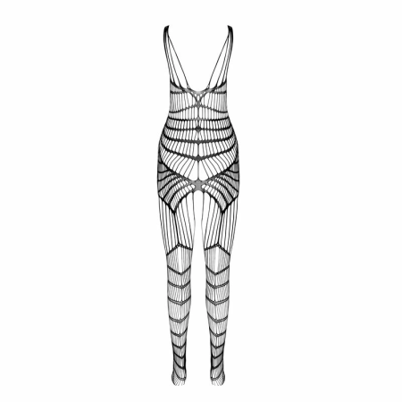 PASSION BS102 Red Bodystocking - One Size, Stretch Mesh & Lace Design